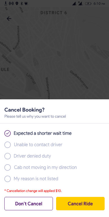 Cancel booking